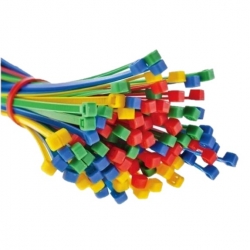 Dragkedjor, självlåsande bandband, trådband - 100 x 2,5 mm - olika färger - 600 st - 