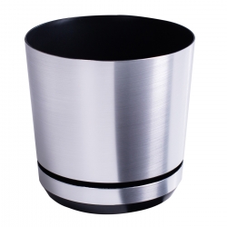 Cache-pot rond "Dekor" - 26 cm - couleur aluminium - 