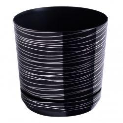 Round plant pot "Dekor" - 26 cm - black stripes