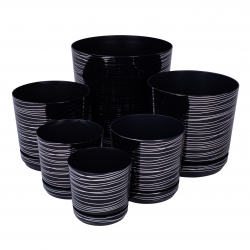 Round plant pot "Dekor" - 21 cm - black stripes