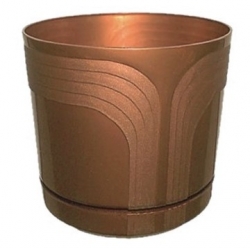 Pot rond "Korado" - 26 cm - marron métallique - 