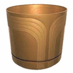 Maceta redonda "Korado" - 26 cm - dorado metalizado - 