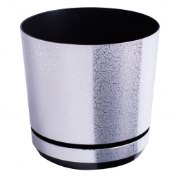 Round plant pot "Dekor" - 14 cm - matte silver