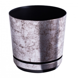 Round plant pot "Dekor" - 26 cm - vintage silver