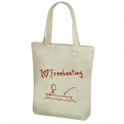 Памучна чанта за хранителни стоки с дълги дръжки - 38 x 41 см - Морски модел, Freeboating - 