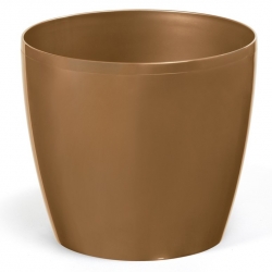 Round plant pot casing "Magnolia" - 13.5 cm - golden