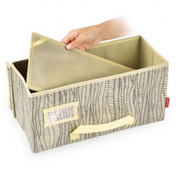 Кутия за съхранение на дрехи - FANCY HOME - 40 x 18 x 20 cm - кремаво-бяла - 