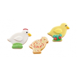 Two-sided cookie cutters - chickens - DELÍCIA - 4 sizes