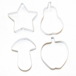 Set of four winter pastry cookie cutters - star, pear, mushroom, apple