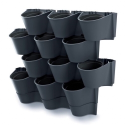 Wall-mounted pots for cascade plant cultivation - vertical garden - Cascade Wall - anthracite grey