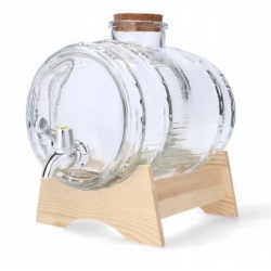 Ornamental barrel with a tap for liqueurs and other beverages - transparent - 3 litres; decanter