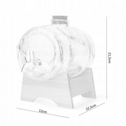 Ornamental barrel with a tap for liqueurs and other beverages - transparent - 3 litres; decanter