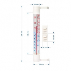 Hvidt udendørs termometer med gennemsigtig skala - 230 x 26 mm - 