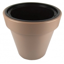 "Ibiza" round plant pot with an insert - 35 cm - grey-beige