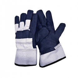 Textile gloves reinforced with dark grain leather - with extra stitch