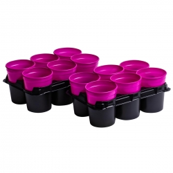 12 Pink round pots + trays