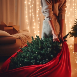 מארז עץ חג המולד האדום עם רוכסן - 