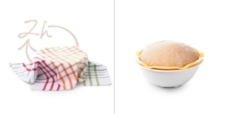 Molde de cesto de pan con cuenco - DELLA CASA; canasta con plato para pan casero - 