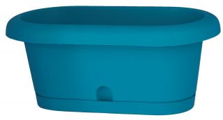 "Lotos" balcony box with a tray - 40 cm - turquoise
