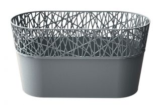 Long flower pot with lace - 28,5 x 13,5 cm - City - Stone Gray