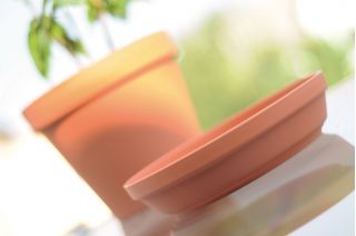 "Glinka" simple plant pot ø 15 cm with a saucer - terracotta-coloured