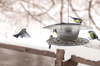Mesa para pájaros montada en poste / bandeja de alimentación Birdyfeed Round - gris antracita - 