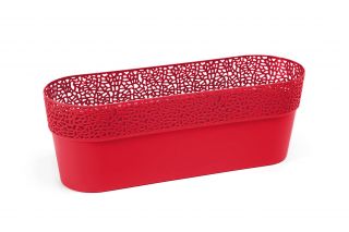 "Rosa" mesh pot casing with a lace-like finishing - 38 x 12.9 cm - red