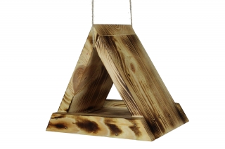 三角バードフィーダー-焦げた木材 - 