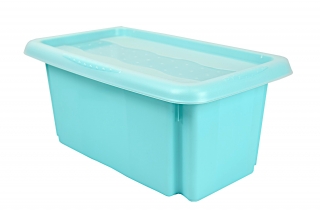 "Emil and Emilia" stackable box with a lid - 45 litre - watery blue
