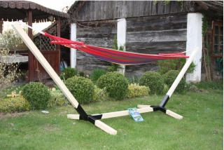 Wooden stand + canvas hammock FREE - 320 x 90 x 120 cm