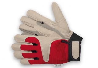 Červeno - béžové záhradné rukavice Kurrebo - veľmi odolné - 