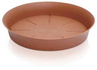 Cache-pot rond "Plastica" avec une soucoupe - 23 cm - couleur terre cuite - 