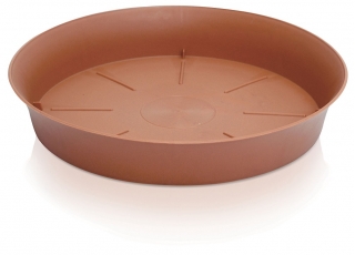 Cache-pot rond "Plastica" avec soucoupe - 13 cm - couleur terre cuite - 