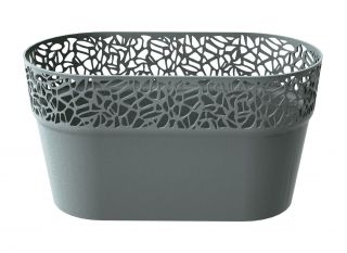 Long flower pot with lace - 27,5 x 14,5 cm - Naturo - Stone Gray