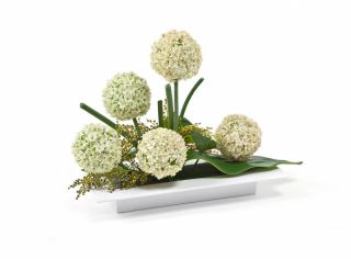 Ghiveci de flori dreptunghiulare - bază de compoziție - Ikebana - 39 x 17 cm - Alb - 