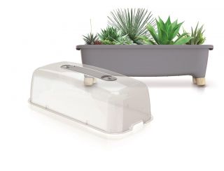 Hjemmehage med tredeler og et deksel - Respana Planter innendørs mini drivhus - 77 cm - steingrå - 