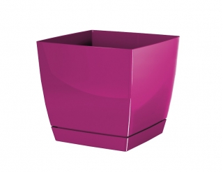 Square flower pot with saucer - Coubi - 12 cm - Fuchsia