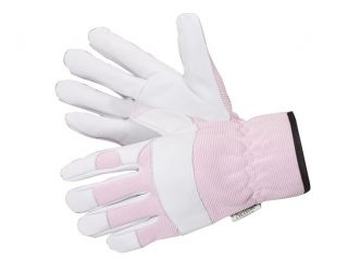 粉红白色乡村加固，厚实的花园手套 - 