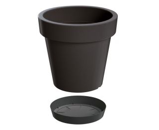 "Lofly" kerek könnyű növényi csésze csészealjjal - 20 cm - antracitszürke - 