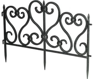 Ornamental garden fence, height 30 cm - 2.45 m - black