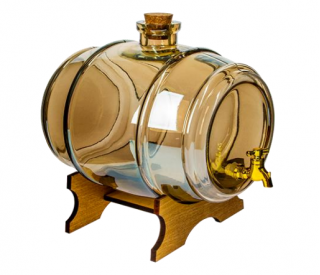 Tønde til likører og anden spiritus - "Zdrówko - Cheers" - lavet af ravfarvet glas - 2 liter - 