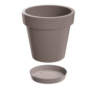 "Lofly" round lightweight plant pot with a saucer - 20 cm - stone-grey