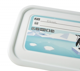 Rectangular food container with a rewritable label - Mia "Polar" - 7.2-litre - ice blue