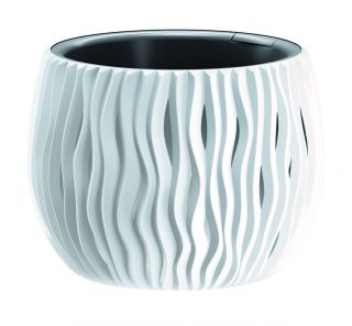 "Sandy Bowl" round plant pot with an insert - 18 cm - white