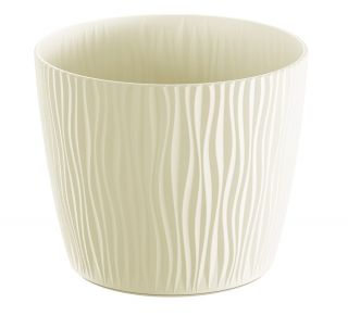 Cache-pot rond "Sandy" - 11 cm - blanc crème - 
