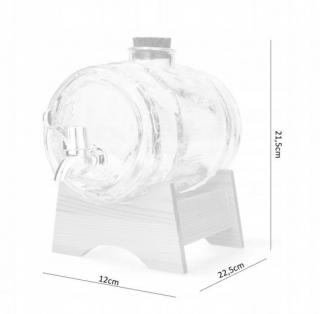 Likööride ja muude jookide kraaniga dekoratiivne tünn - läbipaistev - 3 liitrit; karahvin - 