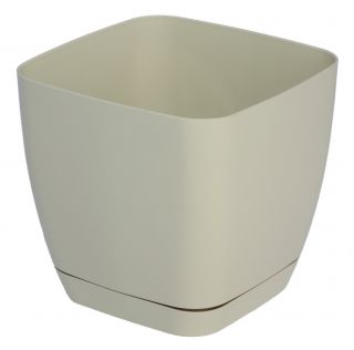 「トスカーナ」正方形の植木鉢と受け皿-11 cm-サンドベージュ - 