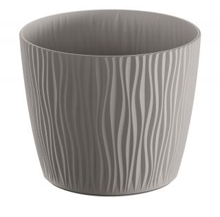 "Sandy" round plant pot - 15 cm - stone-grey
