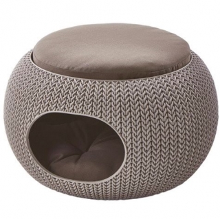 Puff Ball Pet Bed, Donut Knuffel Knit - Beige - 