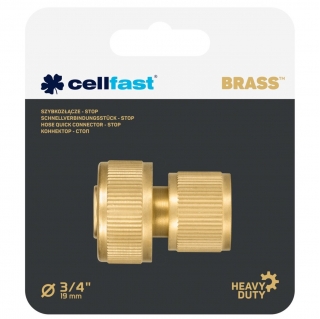 Brass quick connector, coupler with stop - BRASS - 3/4" - CELLFAST